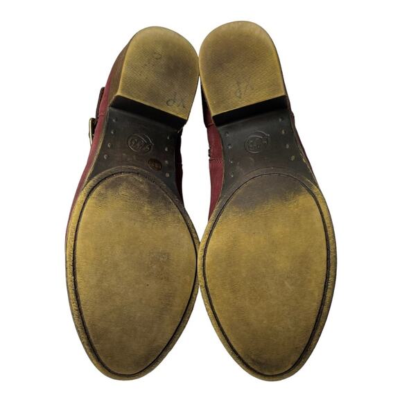 Lucky Brand Western Wine Leather Boomer Bootie Buckle 9.5 - Picture 7 of 10